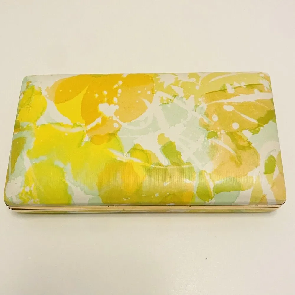 Mele Clamshell Jewelry Box Floral Bright Colorful Hard Travel Case Vintage